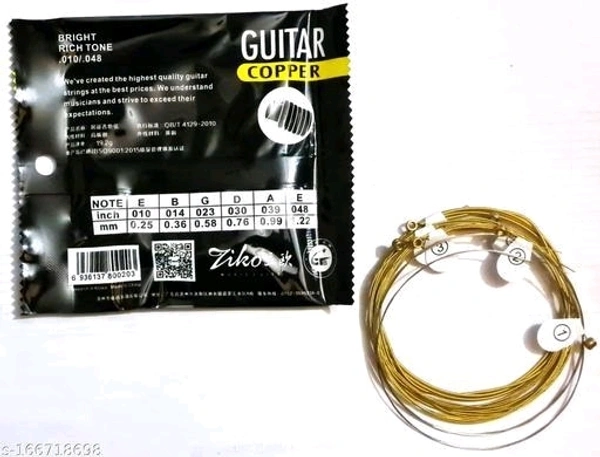 Ziko Guitar Strings , 2 sets of 6 Strings, Made of Fine Quality material, Suitable for all kinds of Acoustic Guitars - Free Size