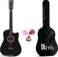 REVEL RVL-38C-LGP-BK Acoustic Guitar Linden Wood Ebony Right Hand Orientation  (Black) - Free Size