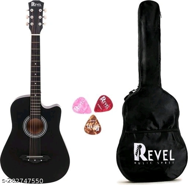 REVEL RVL-38C-LGP-BK Acoustic Guitar Linden Wood Ebony Right Hand Orientation  (Black) - Free Size