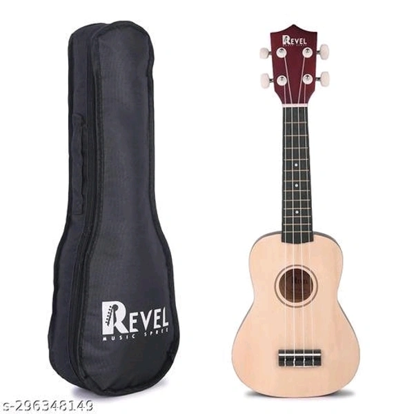REVEL 21 inches Soprano Ukulele (Jamming Black) with carry bag. Core with gentle braced wood for warm bright tone.(Black) - Free Size