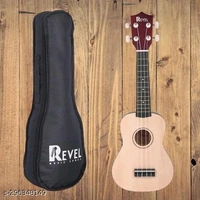 REVEL 21 inches Soprano Ukulele (Jamming Black) with carry bag. Core with gentle braced wood for warm bright tone.(Black) - Free Size