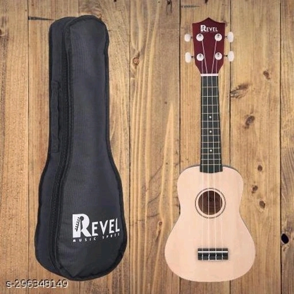 REVEL 21 inches Soprano Ukulele (Jamming Black) with carry bag. Core with gentle braced wood for warm bright tone.(Black) - Free Size
