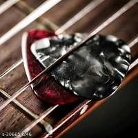 Guitar Strap for Acoustic Guitar Black Guitar Belt with Adjustble Buckle with 5 Colorful Picks - Free Size