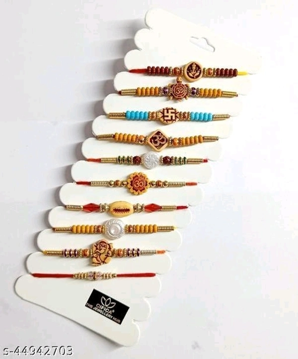 HAPPY RAKSHA BANDHAN FANCY ATTRACTIVE RAKHI COLLECTION PACK OF 10 - Free Size