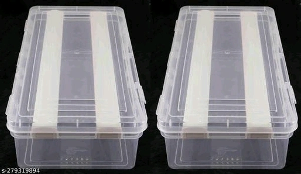 Pack Of 2 Multipurpose Plastic Storage Box with 2 Big Adjustable Rods , Storing Box For Bangles, Bangle box ,Chuda, Kada, Watches, Scrunchies - Free Size