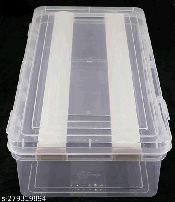 Pack Of 2 Multipurpose Plastic Storage Box with 2 Big Adjustable Rods , Storing Box For Bangles, Bangle box ,Chuda, Kada, Watches, Scrunchies - Free Size