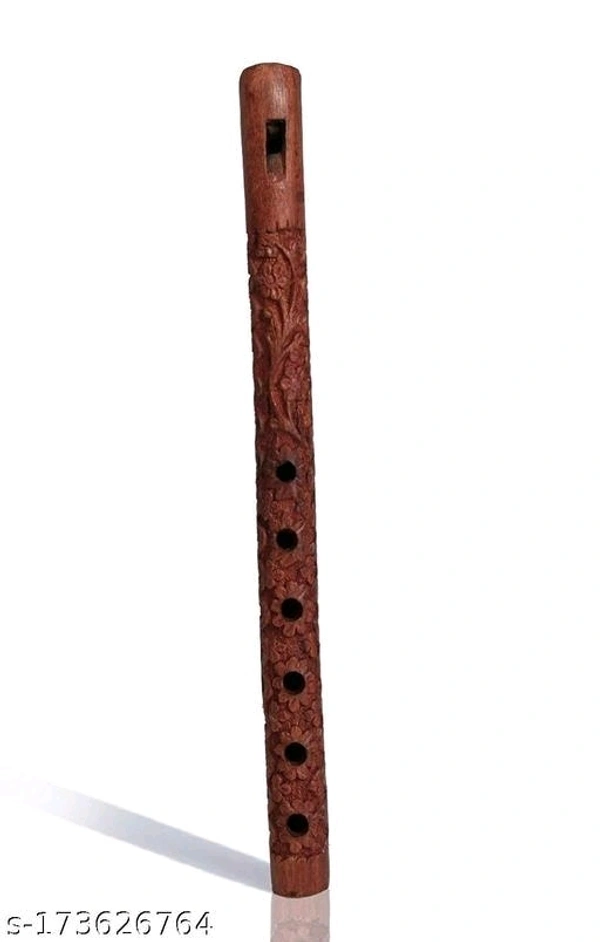 anamasthmi Pooja Gift 13"" Hand Carved Wooden Flute Lord Krishna Bansuri Indian Musical Instrument, Home Decorative - Free Size
