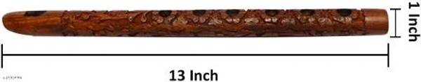 anamasthmi Pooja Gift 13"" Hand Carved Wooden Flute Lord Krishna Bansuri Indian Musical Instrument, Home Decorative - Free Size