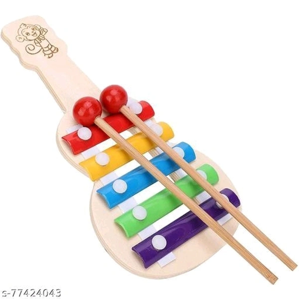 Naayaab Craft Guitar Xylophone, Musical Toy for Kids with Child Safe Mallets, Best Educational Development Musical Kid Toy as Best Holiday/Birthday Gift for Your Mini Musicians, 5 Knocks Xylophone - Free Size