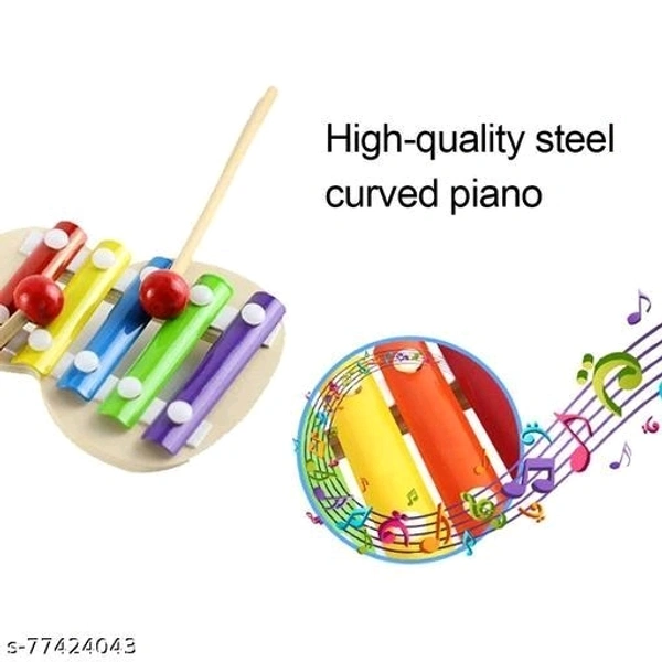 Naayaab Craft Guitar Xylophone, Musical Toy for Kids with Child Safe Mallets, Best Educational Development Musical Kid Toy as Best Holiday/Birthday Gift for Your Mini Musicians, 5 Knocks Xylophone - Free Size