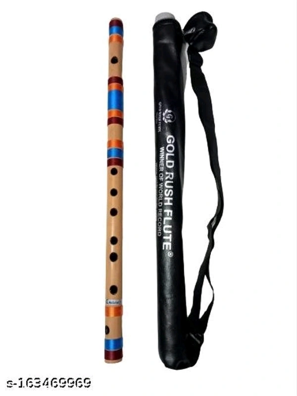 C Natural Medium Professional Right Hand Bamboo Flute (Bansuri) 19.5 inch Size 48.5 Cm Length Well Tune - Free Size