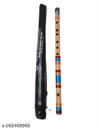 C Natural Medium Professional Right Hand Bamboo Flute (Bansuri) 19.5 inch Size 48.5 Cm Length Well Tune - Free Size