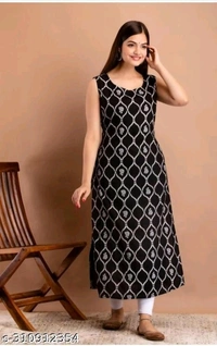 Jaipuri cotton sleeveless Kurti black - S