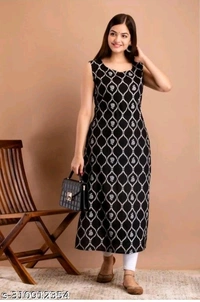 Jaipuri cotton sleeveless Kurti black - S