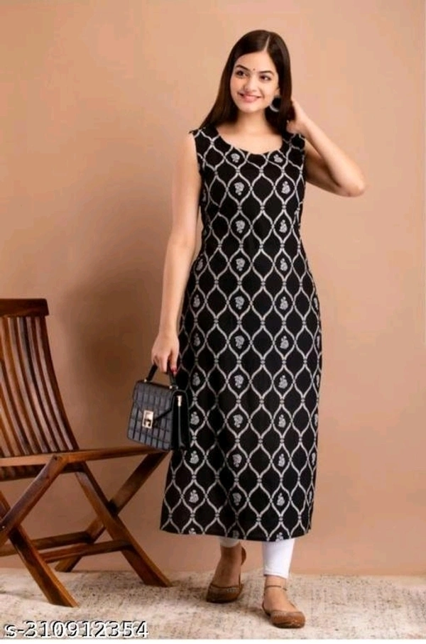 Jaipuri cotton sleeveless Kurti black - S