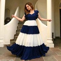 COLOUR BLOCKED TIERED MAXI DRESS - Blue, M