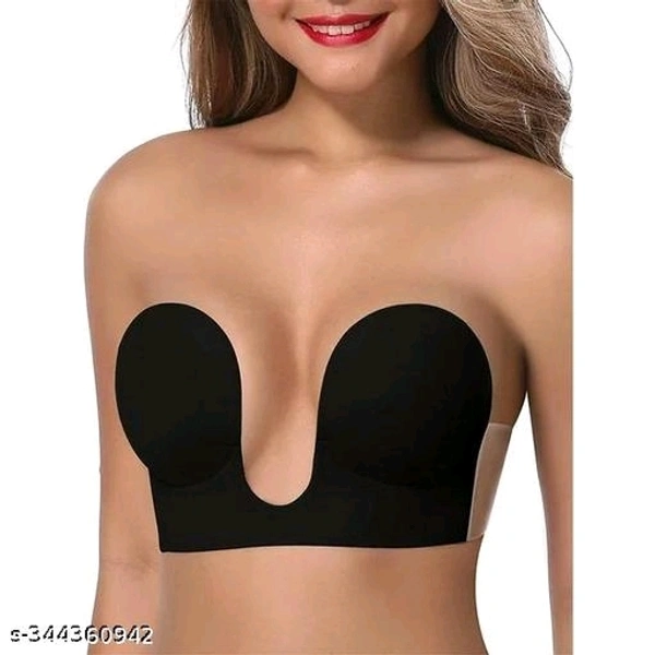 Backless Strapless Push up Bra for Women, U-Plunge Bra Reuseable Bra - S