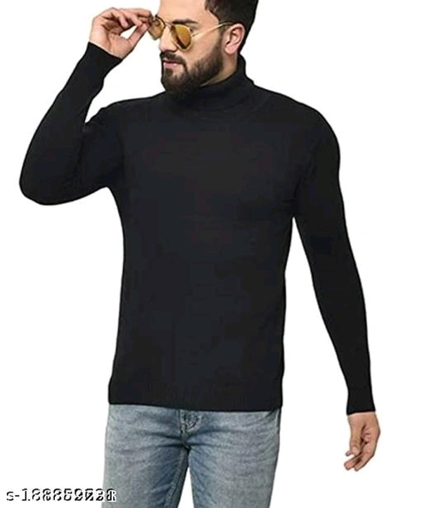 THE TINGE Jbi Oswal Men's Thermal Wear|Thermal Vest For Men And Boys|Men's Full Sleeve Solid High Neck Thermal Vest - Black, XXL