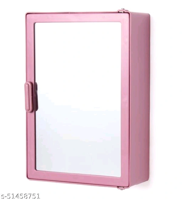 Zahab Single door Bathroom Cabinet with Mirror Door - Pink, Free Size