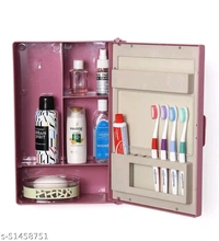 Zahab Single door Bathroom Cabinet with Mirror Door - Pink, Free Size