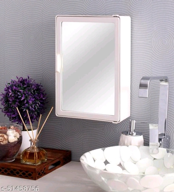 Zahab Single door Bathroom Cabinet with Mirror Door - White, Free Size