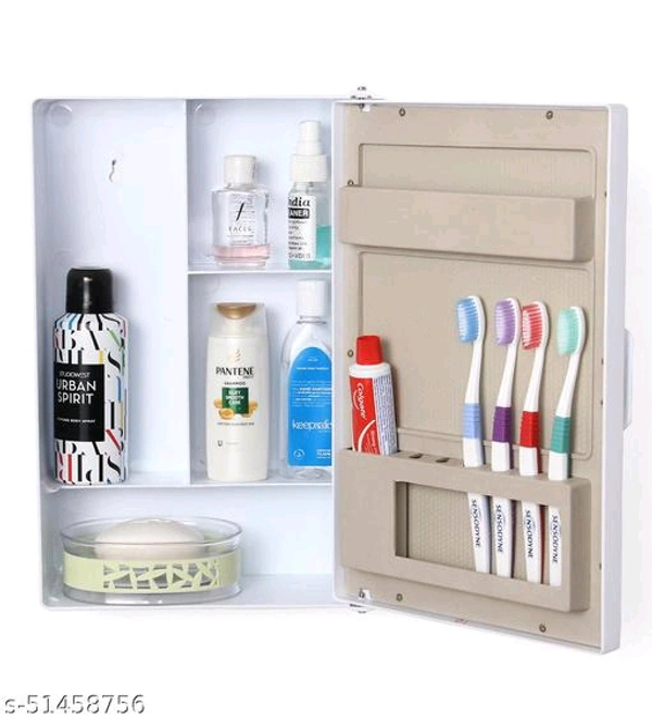 Zahab Single door Bathroom Cabinet with Mirror Door - White, Free Size