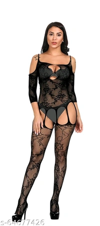 Spaity Women's Polyamide Elastane Full Body Stockings(MS -3001_Black_Free Size - Black, L