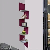 AK EXPERT Zigzag Floating Wall Mount Shelf Corner Stand Side Shelf | Wooden Book Shelf |Storage Organizer for Wall Decoration of Your Home, Living Room, Bed Room, Office (Set of 1 , 5 Shelves - Free Size