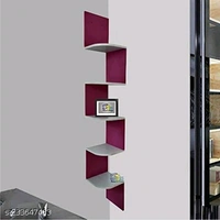AK EXPERT Zigzag Floating Wall Mount Shelf Corner Stand Side Shelf | Wooden Book Shelf |Storage Organizer for Wall Decoration of Your Home, Living Room, Bed Room, Office (Set of 1 , 5 Shelves - Free Size