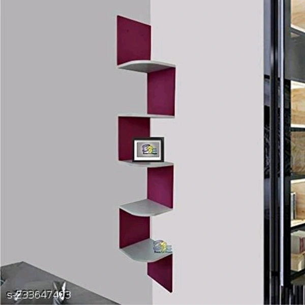 AK EXPERT Zigzag Floating Wall Mount Shelf Corner Stand Side Shelf | Wooden Book Shelf |Storage Organizer for Wall Decoration of Your Home, Living Room, Bed Room, Office (Set of 1 , 5 Shelves - Free Size
