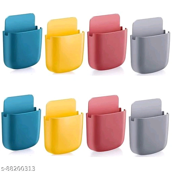 MARVEL PRODUCTS 8 PCS PLUG HOLDER,   plug holder , MULTICOLOUR gel self-sticky Wall Mount AC/TV Remote holder, Mobile holder with charging hole with Strong Self Adhesive Tape Storage Box - Multicolor, Free Size