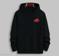 MENS ANIME BACK PRINTED HOODIES 220 GSM FLEECE - Black, M