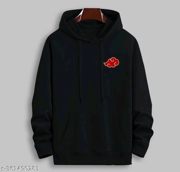 MENS ANIME BACK PRINTED HOODIES 220 GSM FLEECE - Black, M