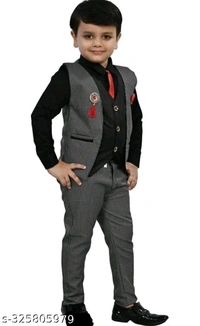 Kids 4 Piece blazers blazer Boys Suit , Of Coat Pant Waistcoat and Shirt Ideal for Wedding Birthday and Special  occasion for 1-11 years kids - Black, 10-11 Years
