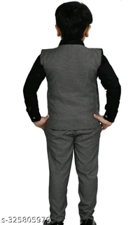 Kids 4 Piece blazers blazer Boys Suit , Of Coat Pant Waistcoat and Shirt Ideal for Wedding Birthday and Special  occasion for 1-11 years kids - Black, 10-11 Years