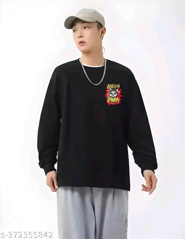 Full Sleeve Oversized T-shirt for Men - Black, S