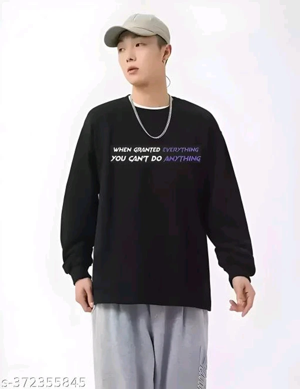 Full Sleeve Oversized T-shirt for Men - Black, S