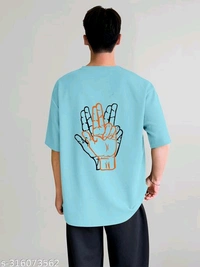 KAJARU PRINTED MEN OVER SIZE T SHIRT - Blue, S