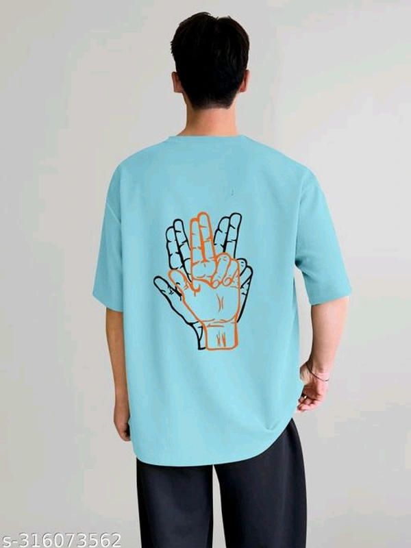 KAJARU PRINTED MEN OVER SIZE T SHIRT - Blue, S