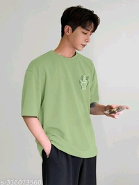 KAJARU PRINTED MEN OVER SIZE T SHIRT - Green, S
