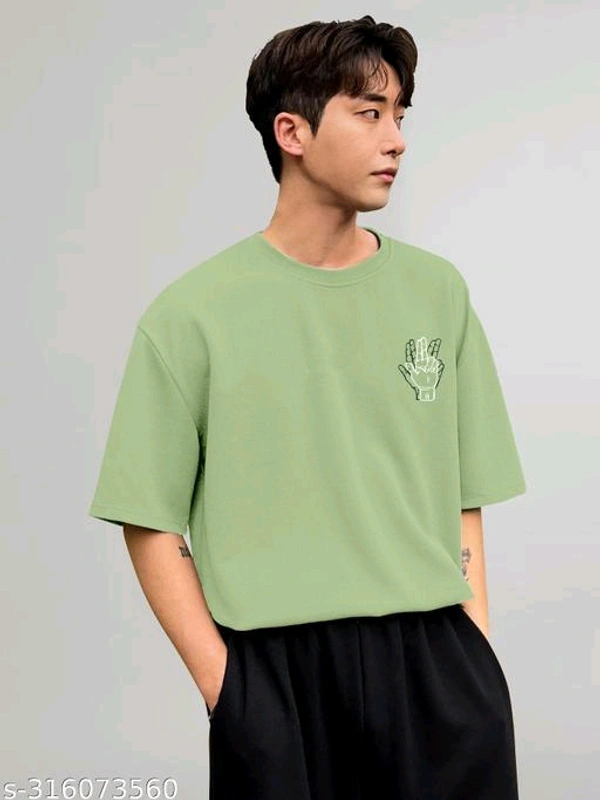 KAJARU PRINTED MEN OVER SIZE T SHIRT - Green, S