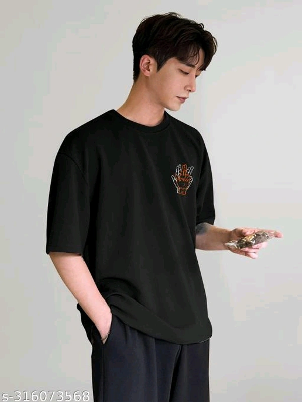 KAJARU PRINTED MEN OVER SIZE T SHIRT - Black, S-316073568
