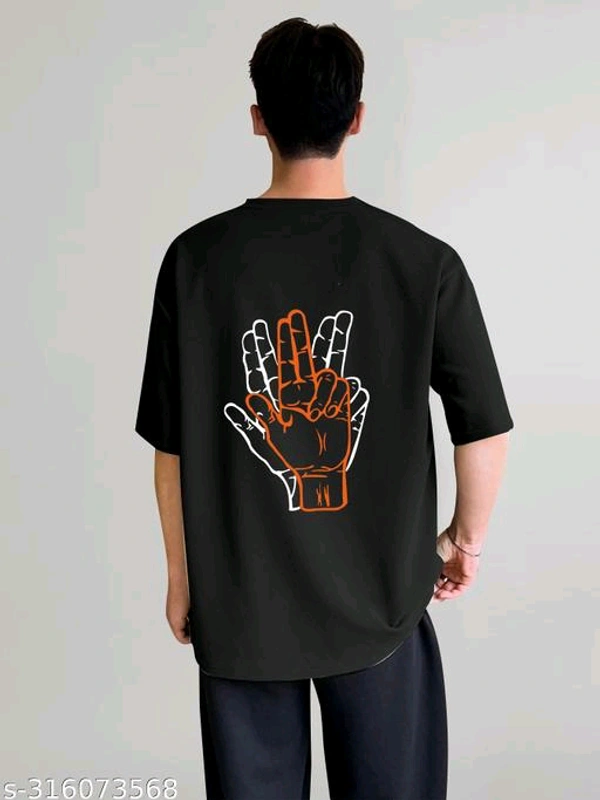 KAJARU PRINTED MEN OVER SIZE T SHIRT - Black, S-316073568