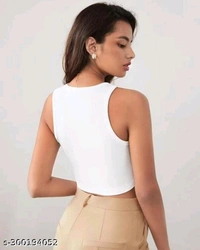 Women's Solid Ribbed Crop Tank Top Ribbed Tops for Women - White, XS