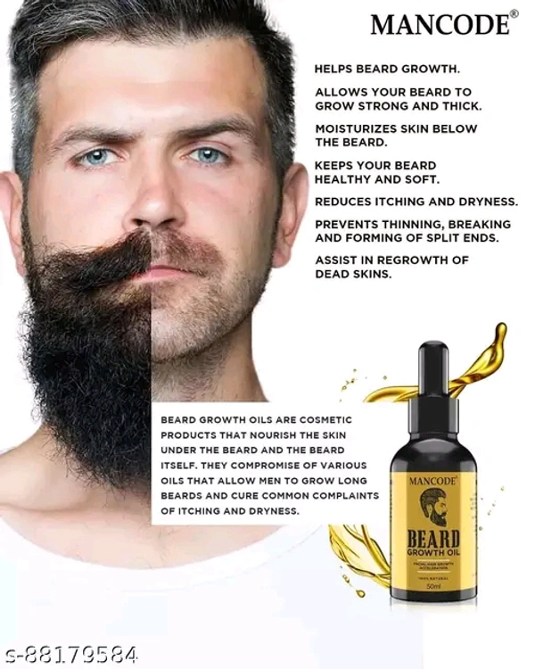 Mancode Beard Growth Oil for Men 50ml - Free Size
