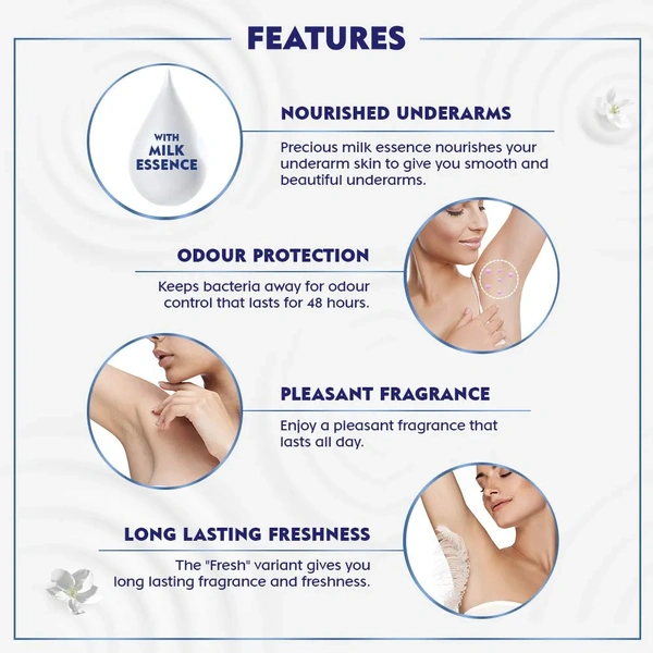 NIVEA Nivea Deodorant, Deo Milk Fresh Roll On For Women, 40 ml Buy 2 Get 1 Free  - Free Size