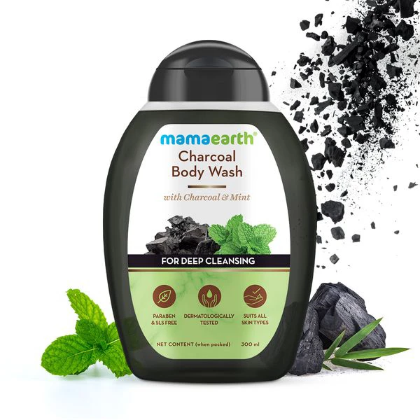 Mamaearth Charcoal Body Wash With Charcoal & Mint for Deep Cleansing, Shower Gel For Men 300 ml - Free Size