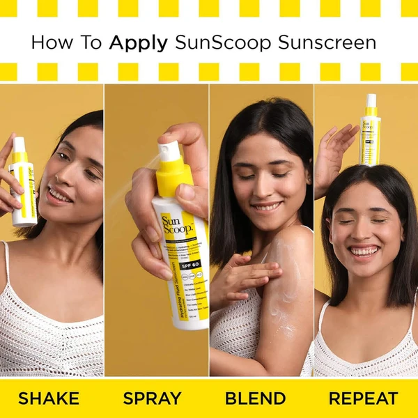 SunScoop Hydrating Face & Body Fluid Sunscreen Spray | SPF 60 PA++++ | Water Resistant With Zinc Oxide | Broad Spectrum, No White Cast, Non-Comedogenic Quick Absorbing | For Men & Women | 125ml32%off - Free Size