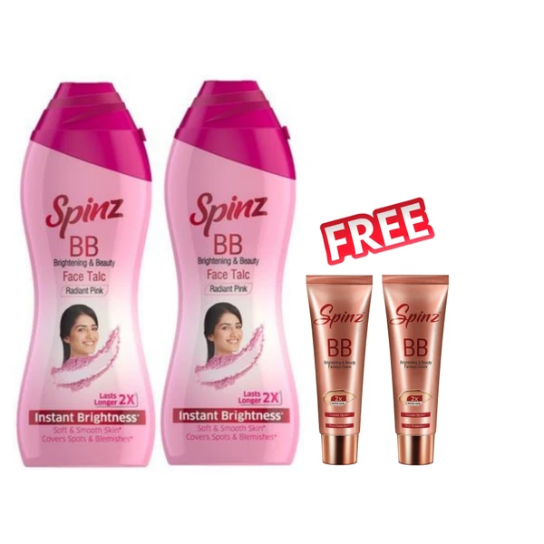 Spinz Brightening and Beauty Radiant Pink Face Talcum Powder, 80g With Spinz BB Cream 9g ( Pack Of 2 )