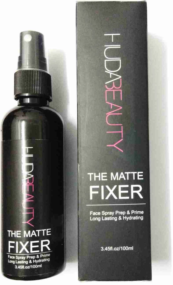 HUDA BEAUTY  Huda Beauty THE MATTE MAKE UP FIXER FACE SPRAY & PRIME LONG LASING, 100 MLHighlighter (BLACK) (Pack Of 2) - Free Size